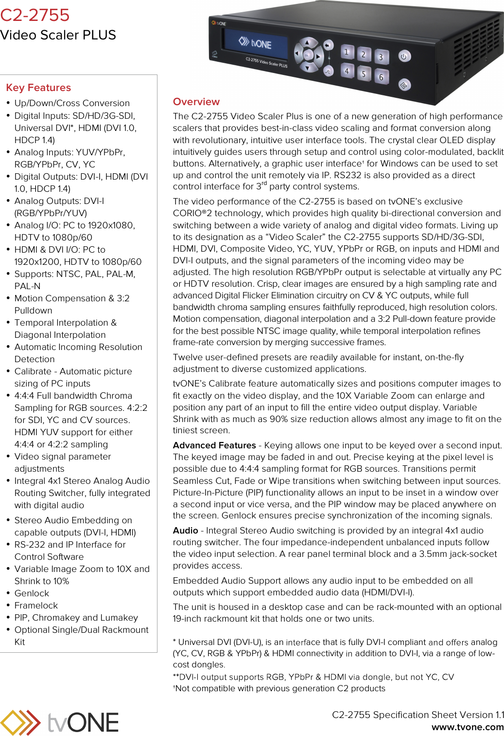 Page 1 of 4 - Tvoc2-2755 C2-2755_spec_sheet_v1_1 User Manual