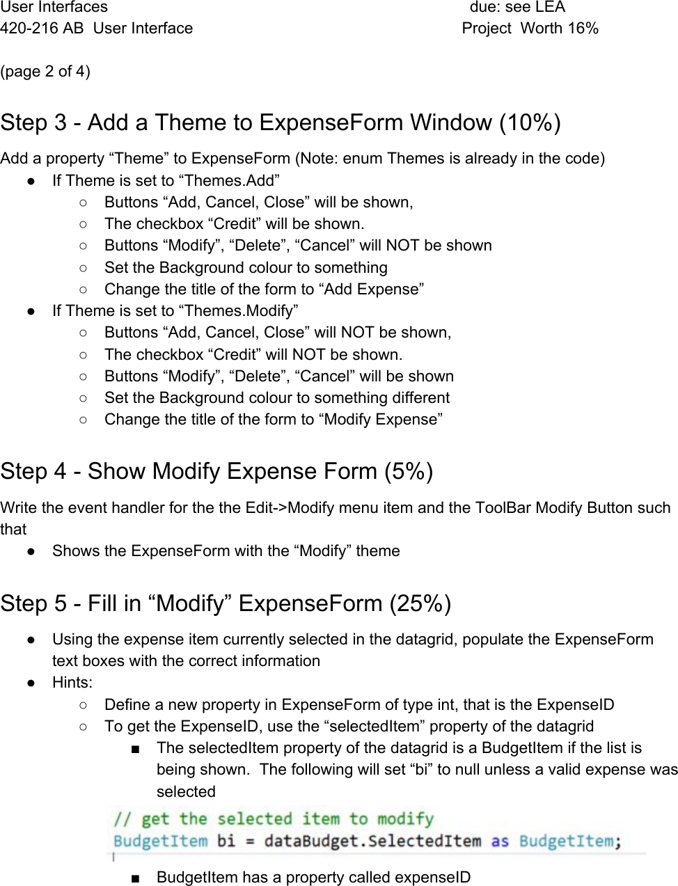 Page 2 of 4 - UI Project Instructions