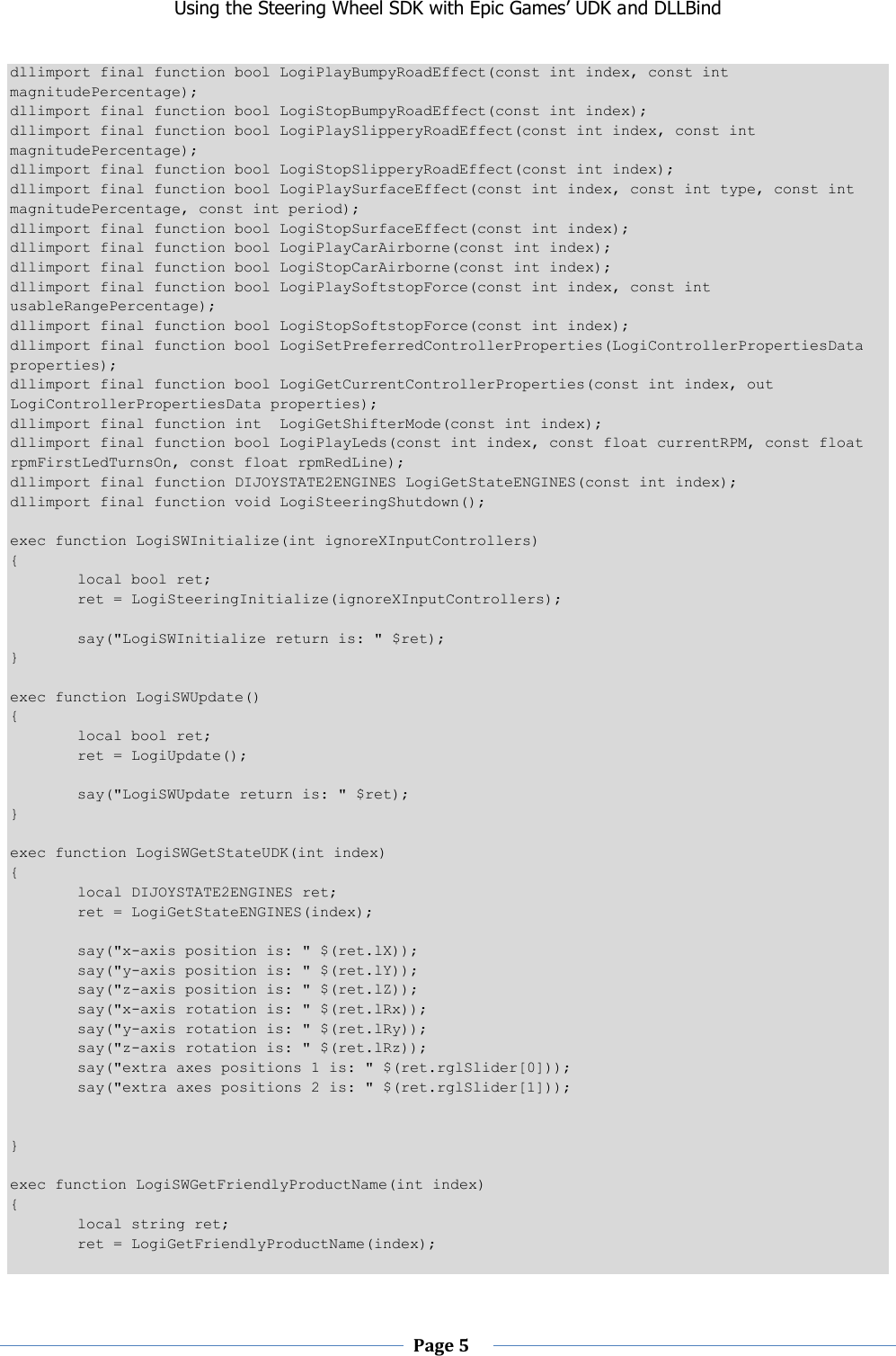 Page 5 of 12 - Using The Steering Wheel SDK With Epic Games’ UDK And DLLBind Instructions