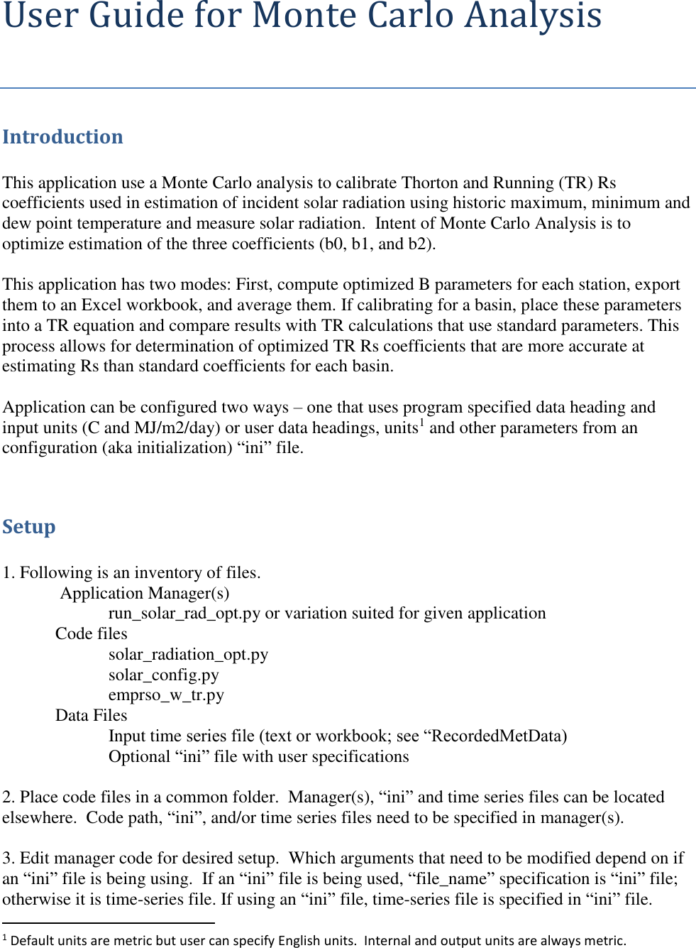 Page 1 of 2 - User Guide For Monte Carlo Analysis