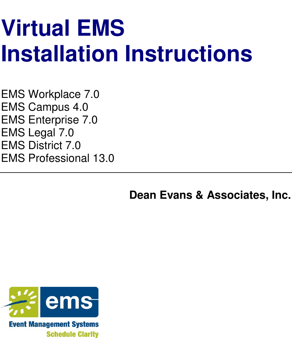 Page 1 of 9 - Virtual EMS Installation Instructions VEMS Guide V43