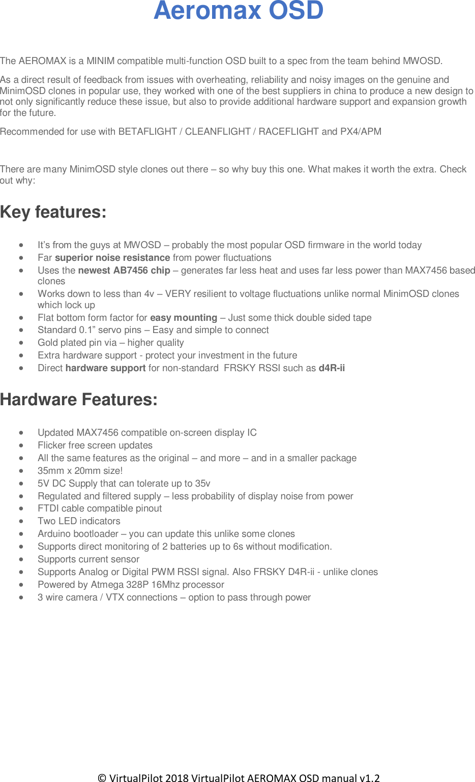 Page 1 of 7 - VP AEROMAX Manual