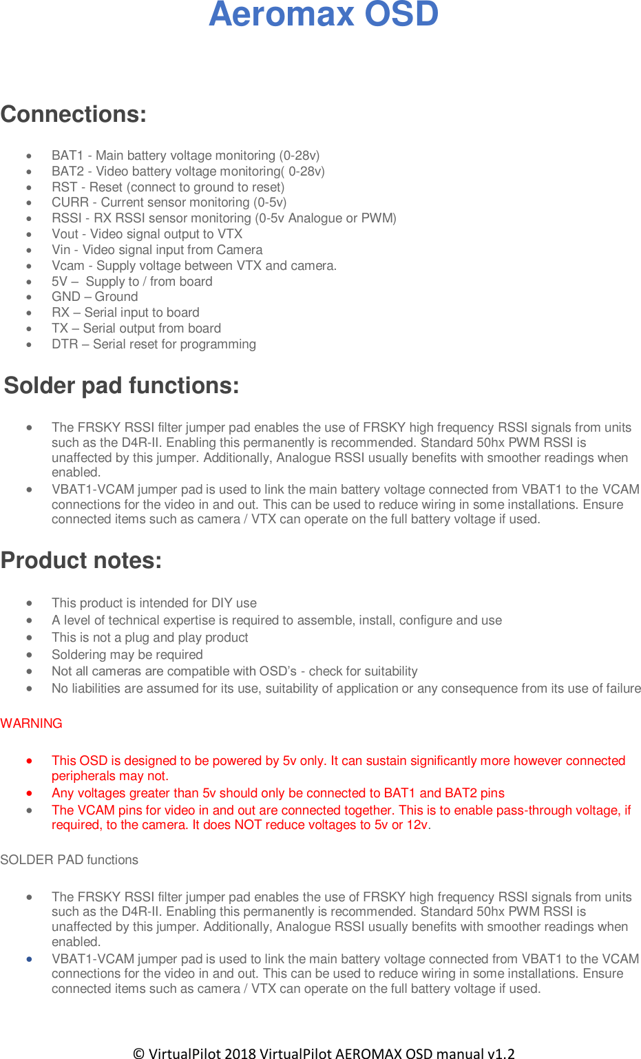Page 2 of 7 - VP AEROMAX Manual
