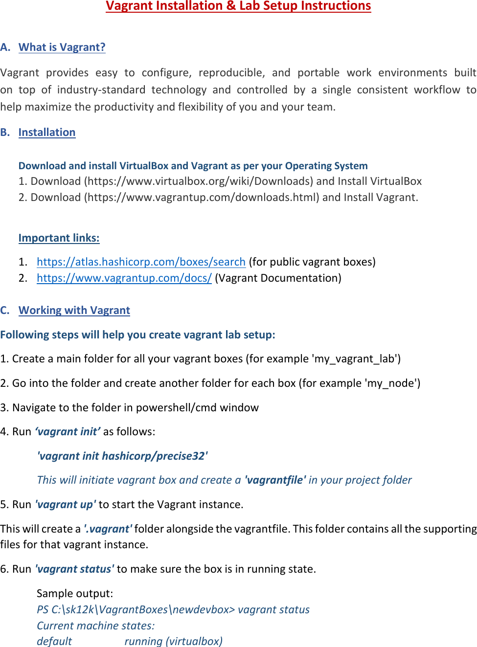 Page 1 of 2 - Vagrant Lab Seup Instructions