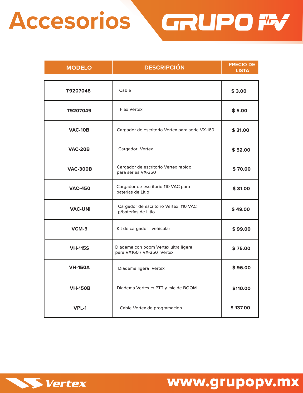 Page 6 of 6 - Lista_de_precios_02nov2017Vertex_Acc  Vertex-standard-accessories