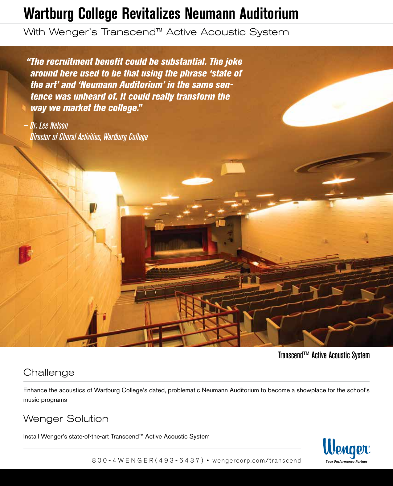 Page 1 of 6 - Wartburg College-Neumann Auditorium_Case Study_LT0118B Auditorium Case Study LT0118B