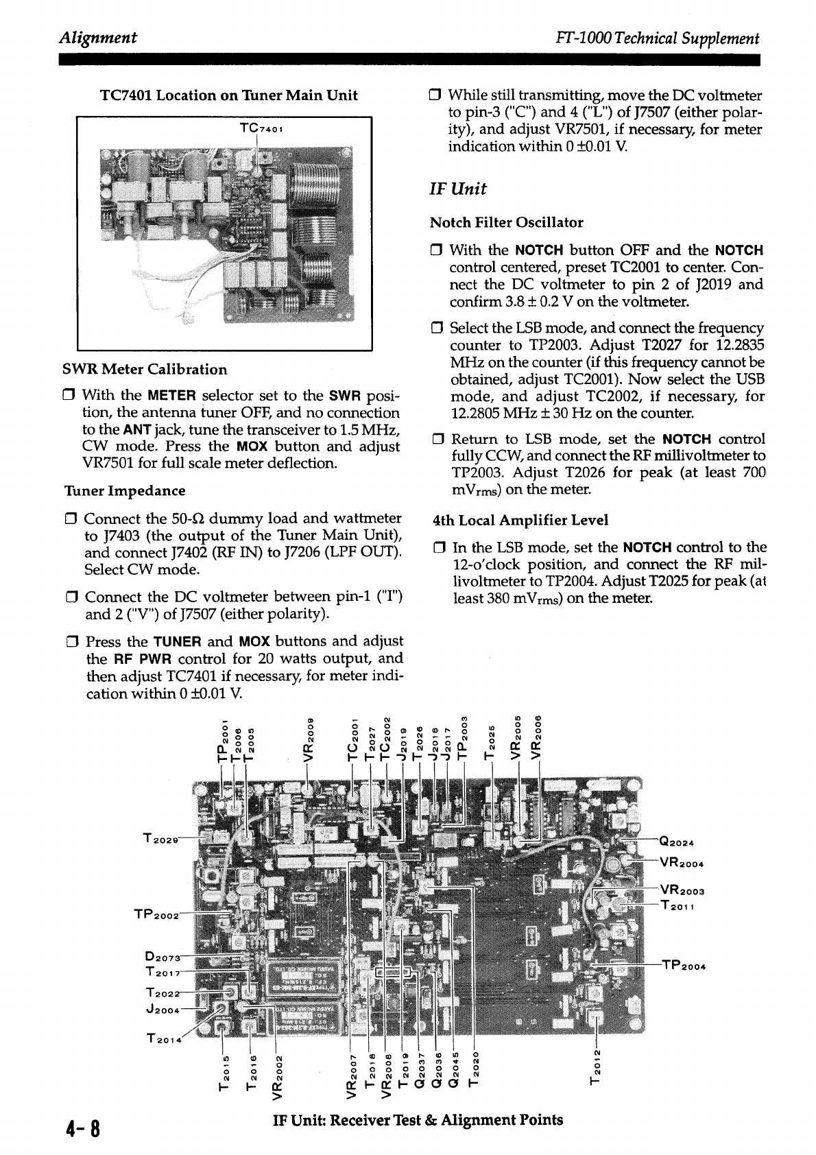 FT 1000 TechnicalSupplement YAESU Service manual