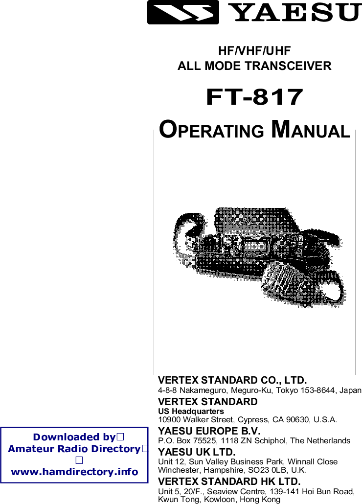 Yaesu FT 817 User Manual