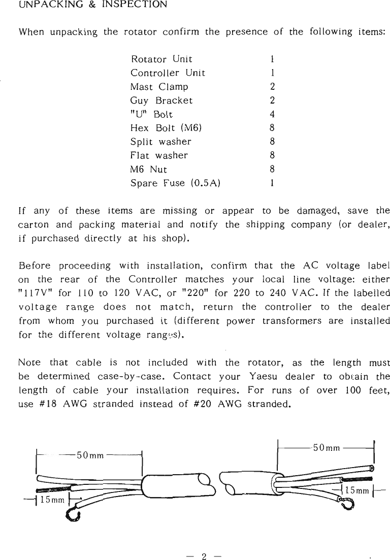 Page 3 of 11 - YAESU--Rotator-G-250-User-Manual