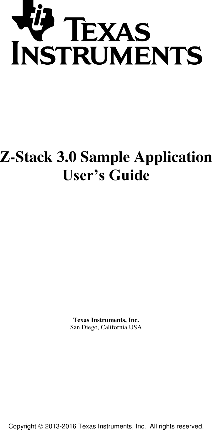 Z Stack Home Sample Application User's Guide 3.0