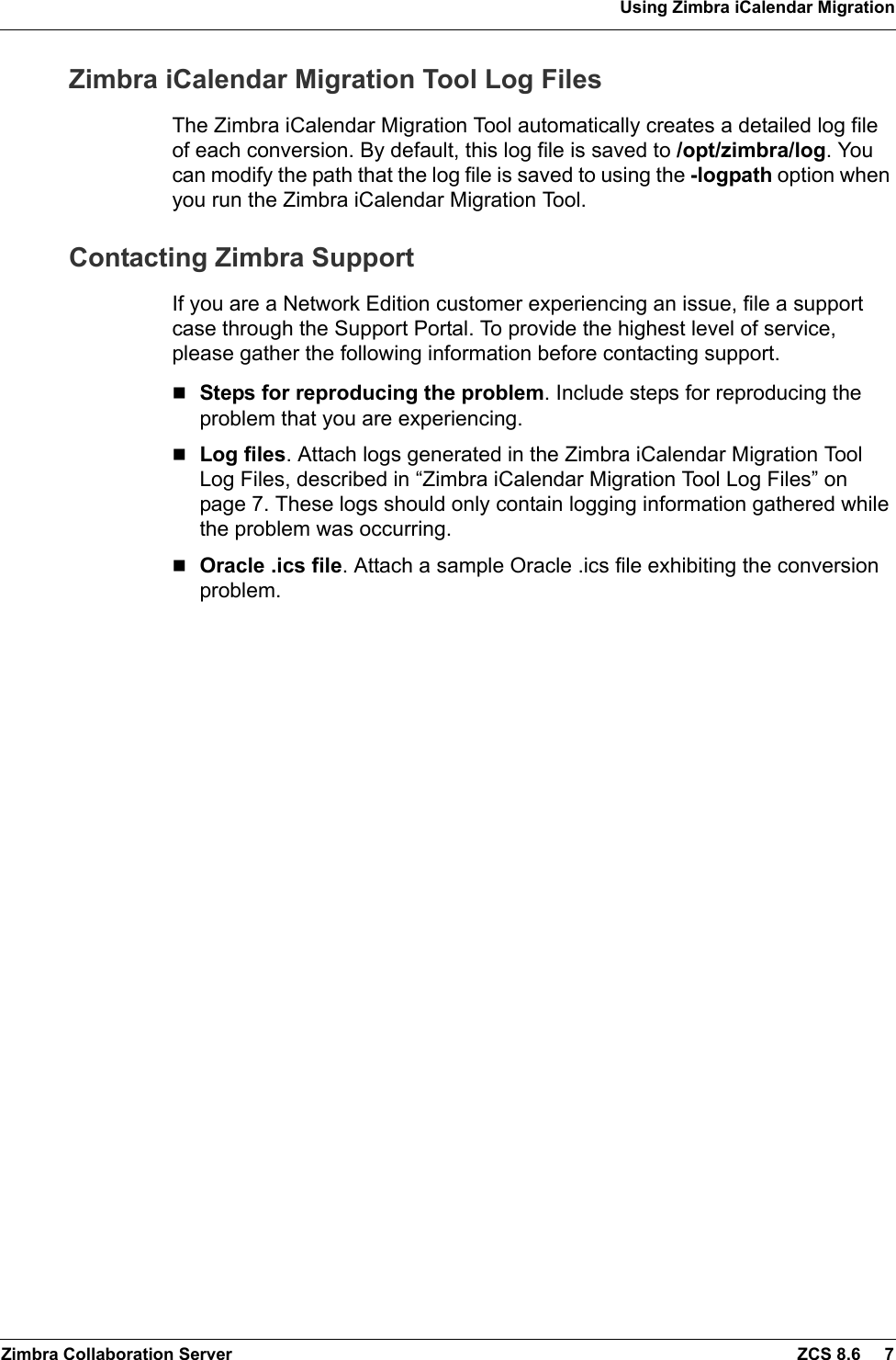 Page 7 of 8 - ICalendar Migration Guide Zimbra I Calendar