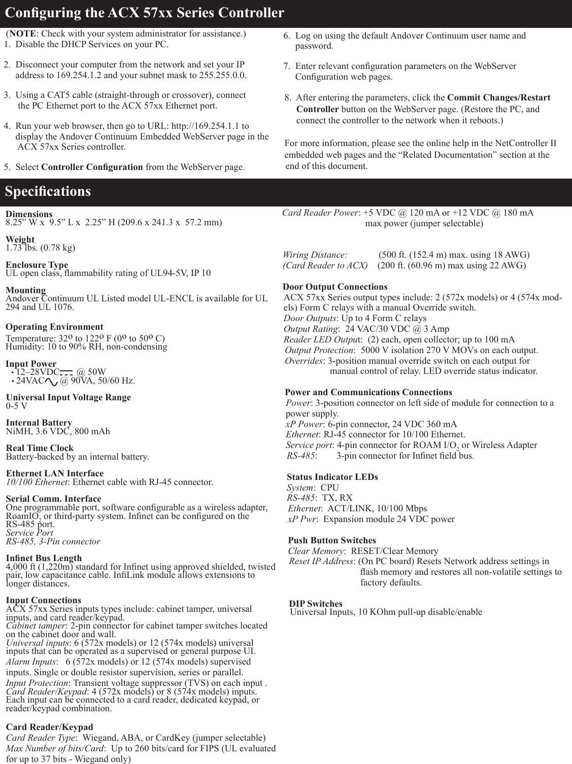 Page 10 of 12 - Ftp://ftp.zenex.pl/katalogi/schneider/5_systemy_automatyki_i_bezpieczenstwa_w_budynkach/5_1_andover_continuum/pdf/instrukcje_materialy_techniczne/acx_57xx_series_controller_installation_instructions.en Acx 57xx Series Controller Installation Instructions.en