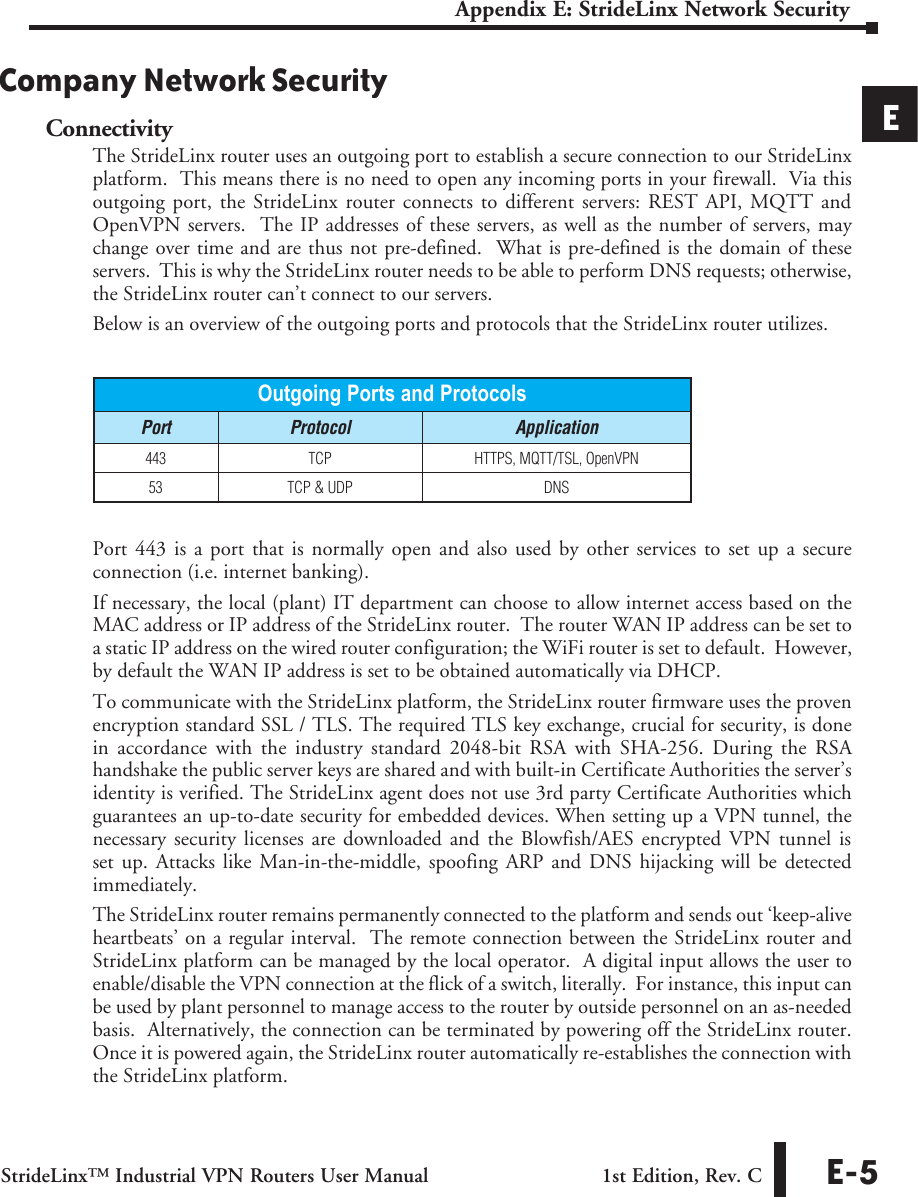 Page 5 of 8 - StrideLinx Industrial VPN Router User Manual Appendix E Appxe