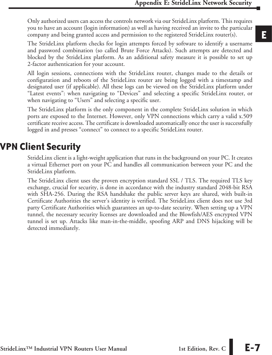 Page 7 of 8 - StrideLinx Industrial VPN Router User Manual Appendix E Appxe