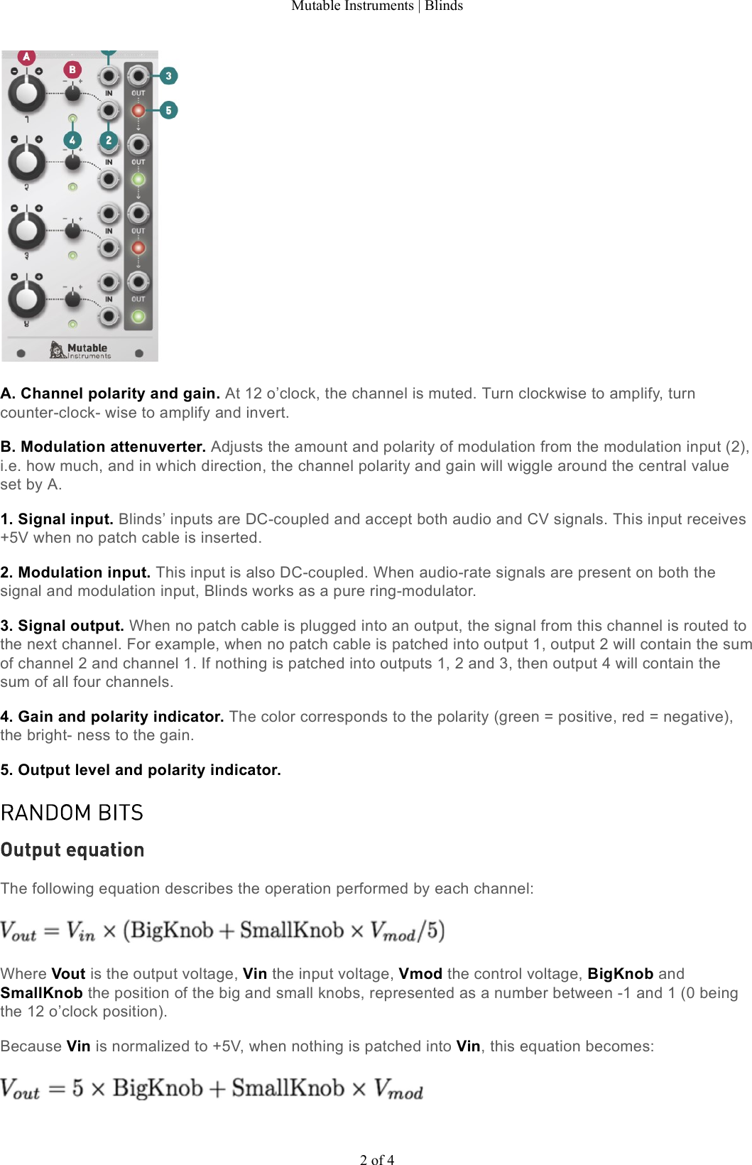 Page 2 of 4 - Mutable Instruments | Blinds User Manual