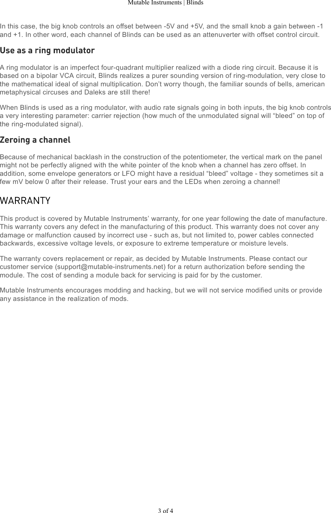 Page 3 of 4 - Mutable Instruments | Blinds User Manual