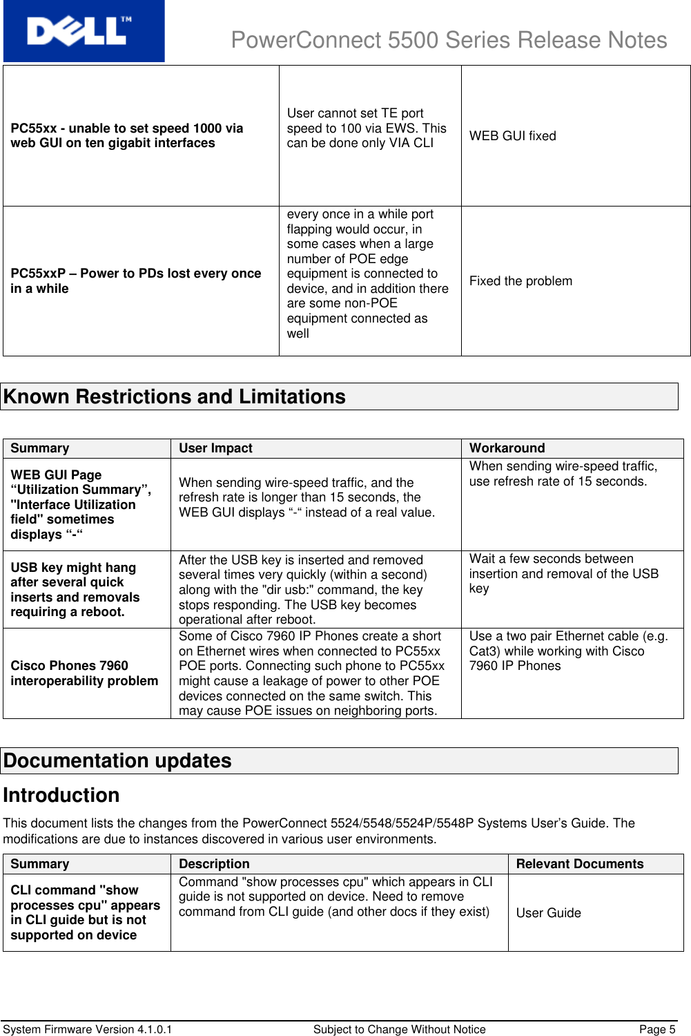 Page 8 of 9 - PowerConnect 5500 Version 4.0.0.X Release Notes 5524P Dell-powerconnect-5548-release-notes