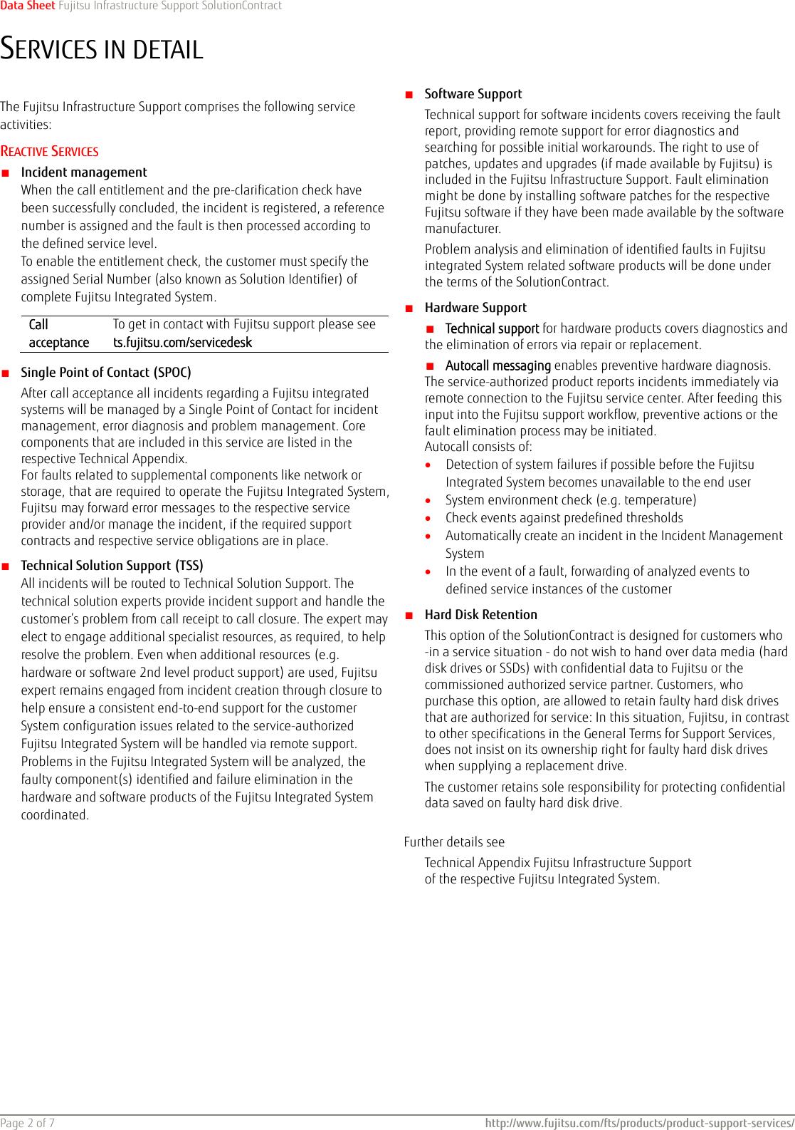 Page 2 of 7 - Data Sheet FUJITSU Infrastructure Support SolutionContract Solution Contract Ds-services-FIS-Solution Contract-en