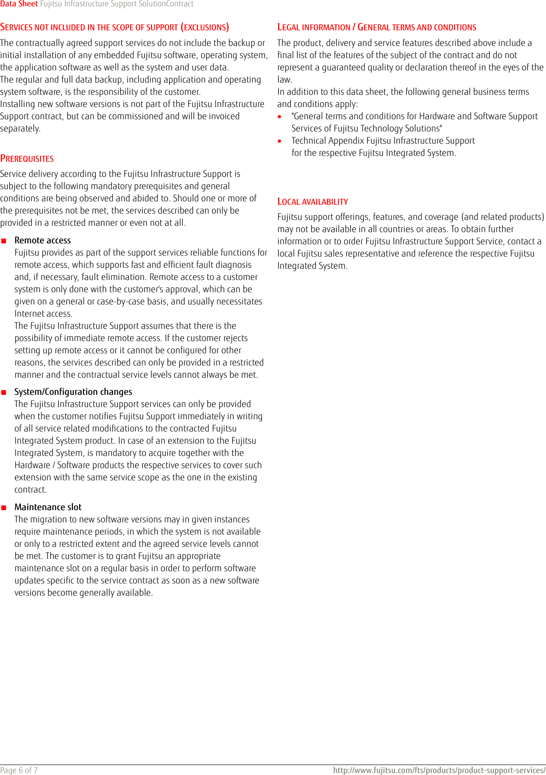 Page 6 of 7 - Data Sheet FUJITSU Infrastructure Support SolutionContract Solution Contract Ds-services-FIS-Solution Contract-en