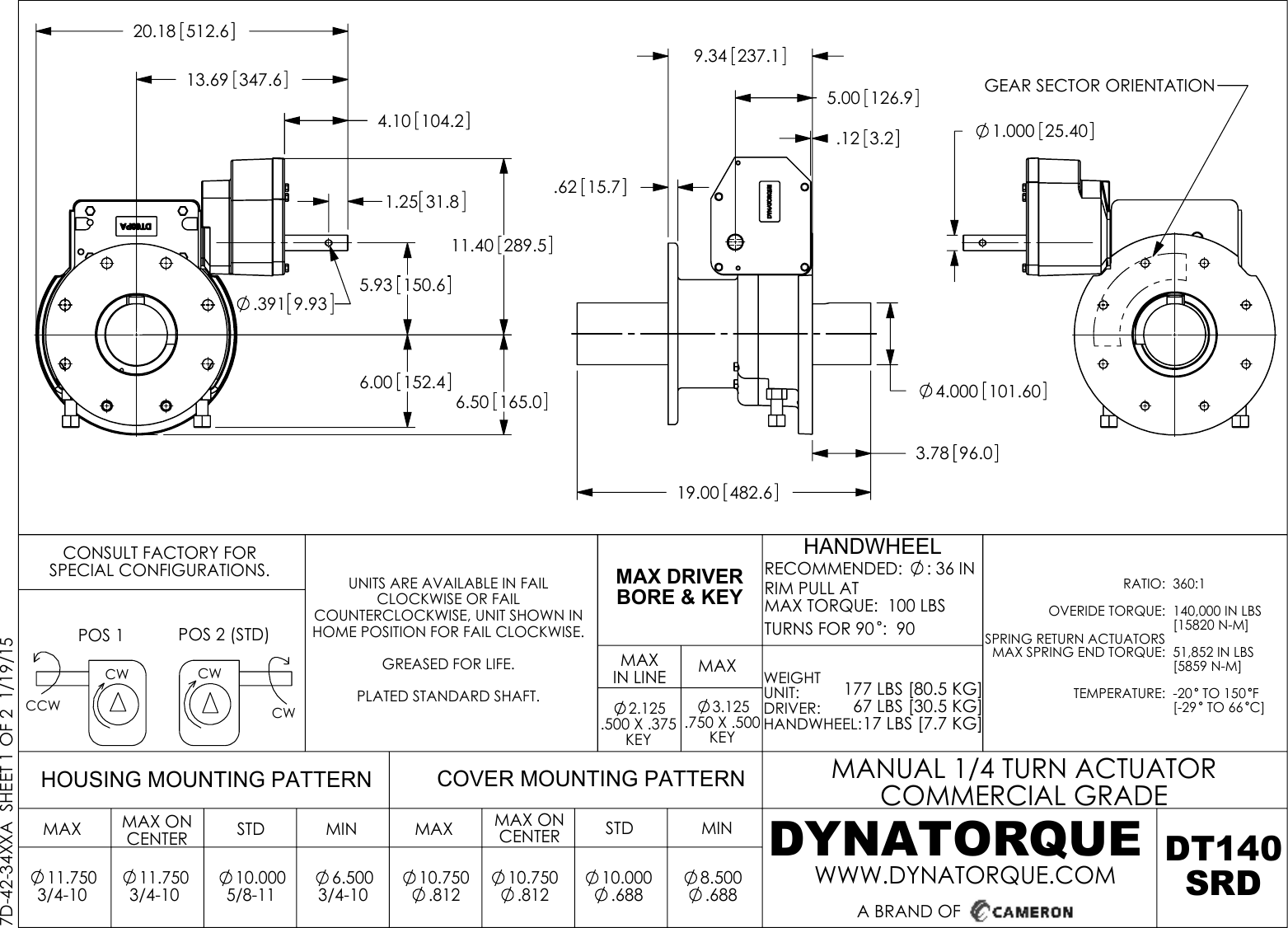 Page 1 of 2 - 7D-42-34XXA DYNATORQUE DT140SRD Drawing Dynatorque-dt140srd-drawing