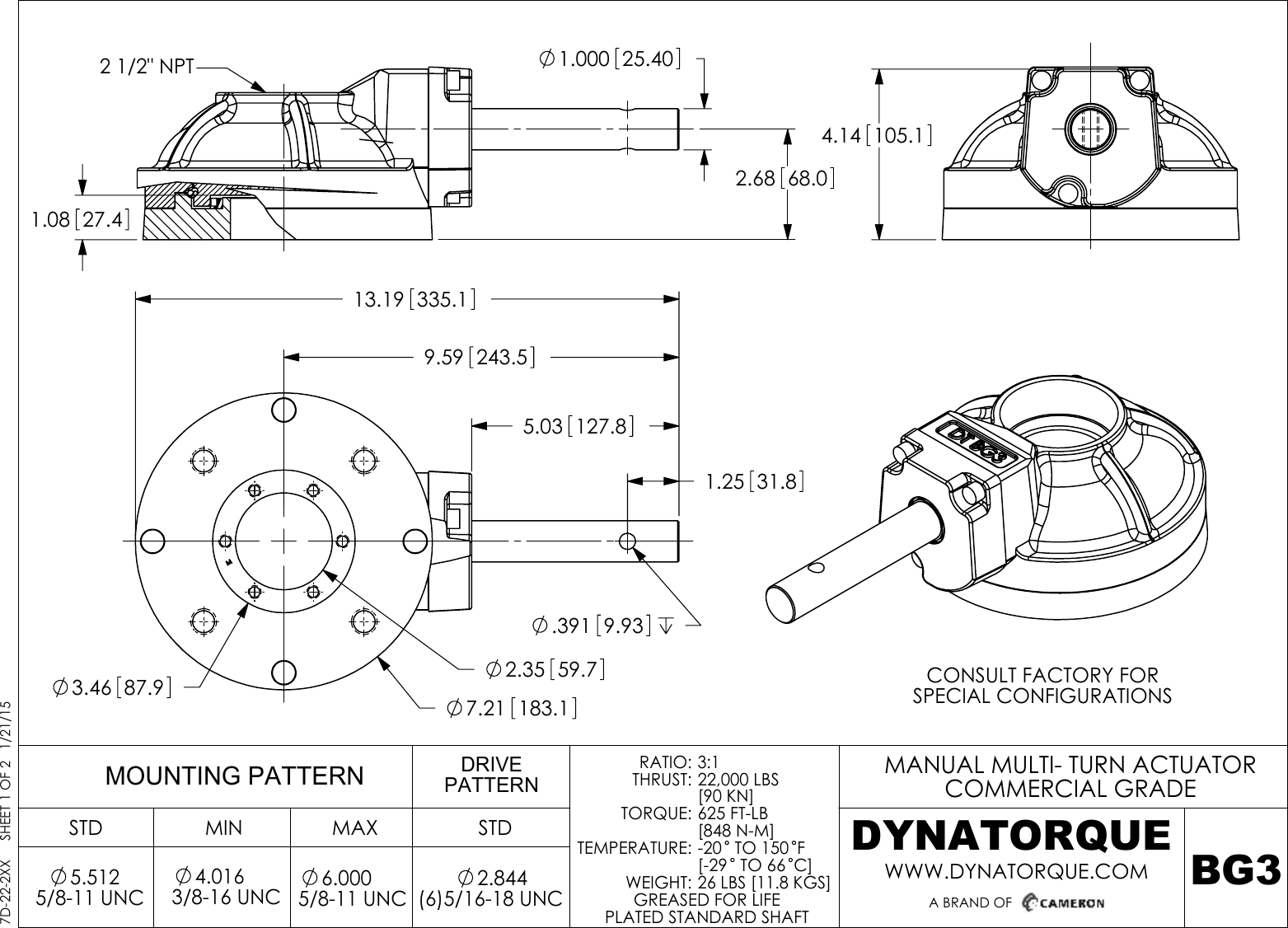 Page 1 of 2 - 7D-22-2XX_BG3 Dynatorque-multi-turn-bevel-gear-operators-bg3-drawing