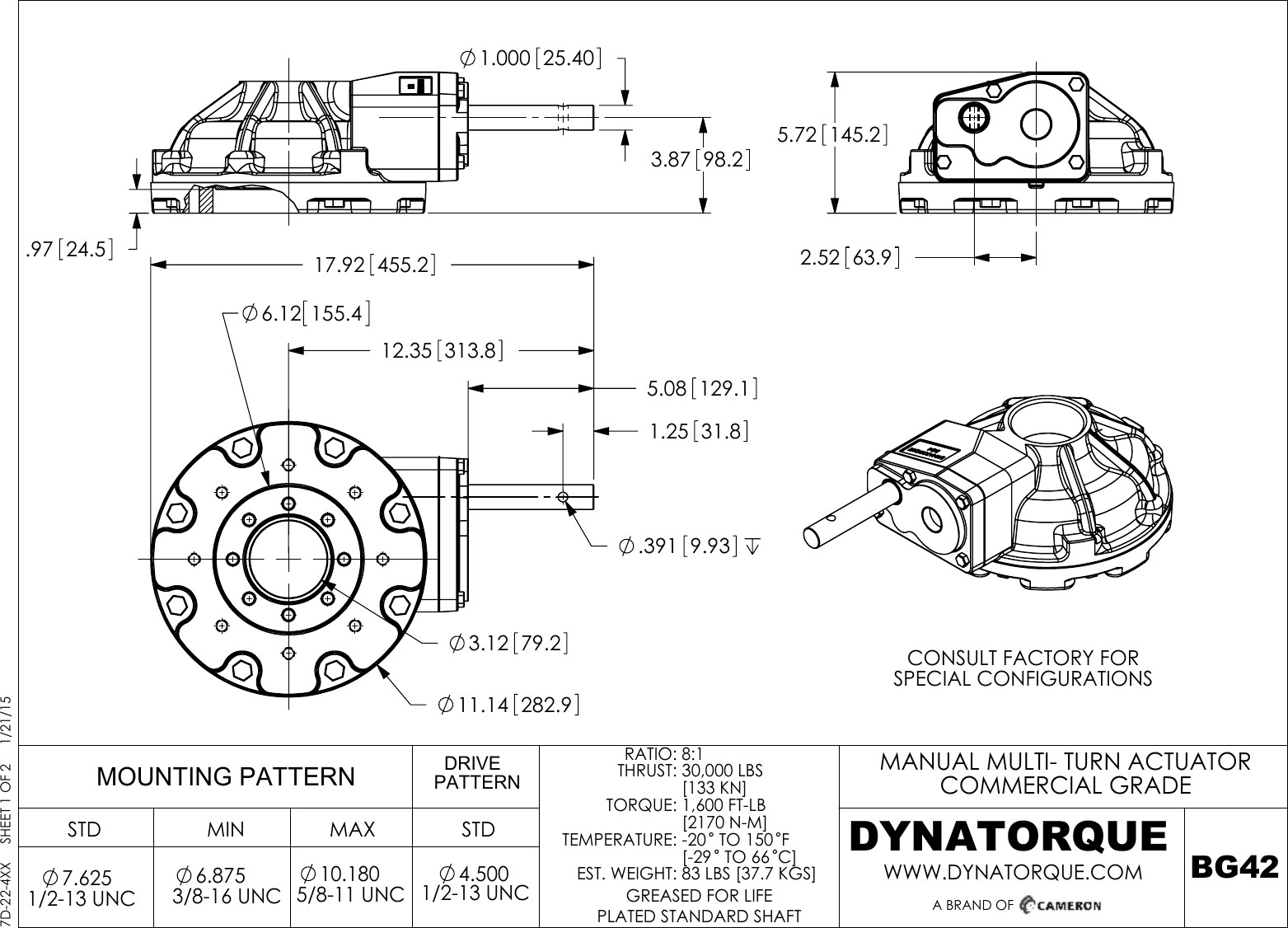 7D 22 4XX_BG42 Dynatorque multi turn bevel gear operators bg42 drawing