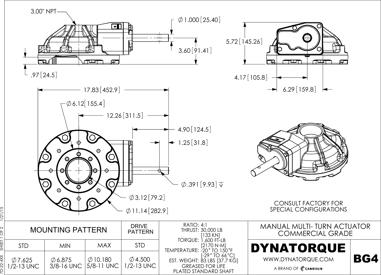 Page 1 of 2 - 7D-22-4XX_BG4 DYNATORQUE Multi-Turn Bevel Gear Operators BG4 Drawing Dynatorque-multi-turn-bevel-gear-operators-bg4-drawing