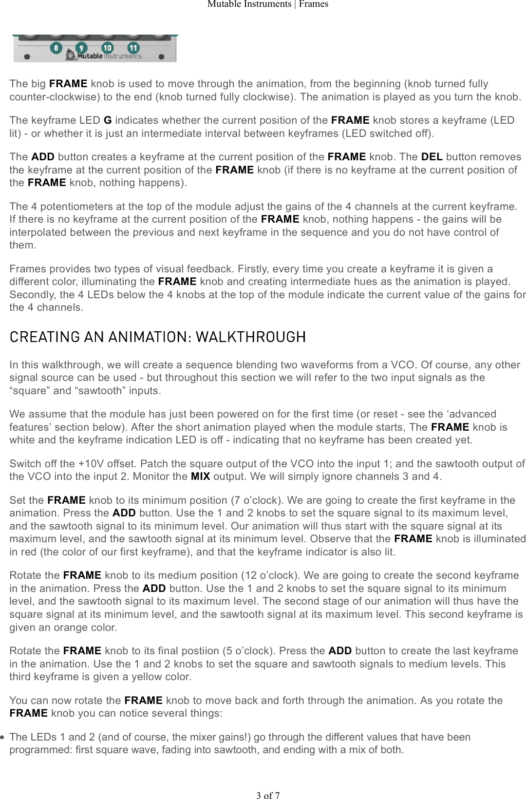 Page 3 of 7 - Mutable Instruments | Frames User Manual