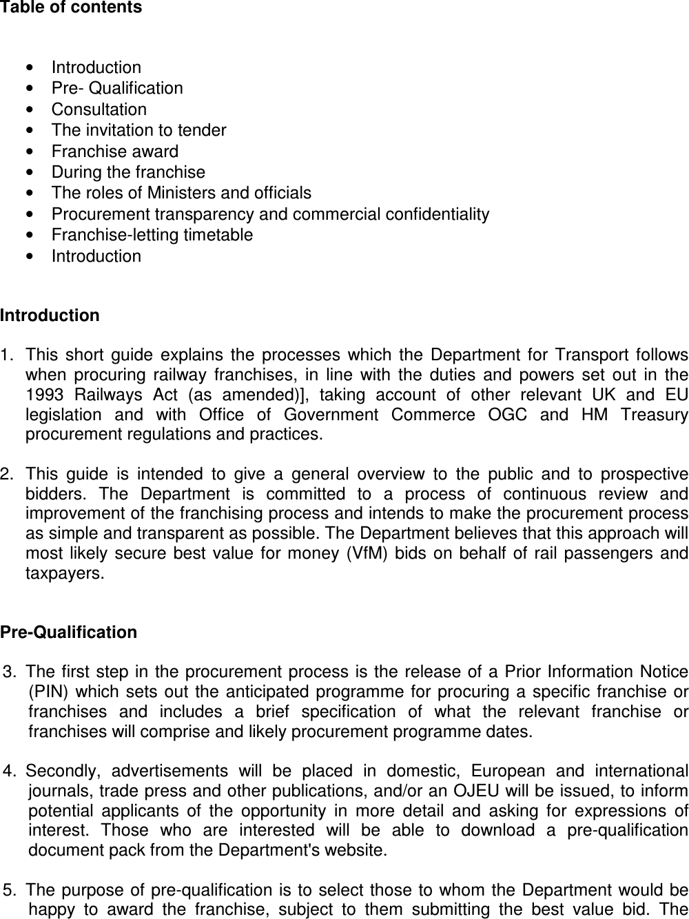 Page 2 of 9 - A Guide To The Railway Franchise Procurement Process