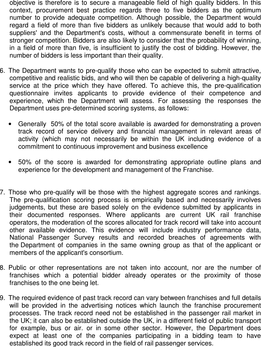 Page 3 of 9 - A Guide To The Railway Franchise Procurement Process