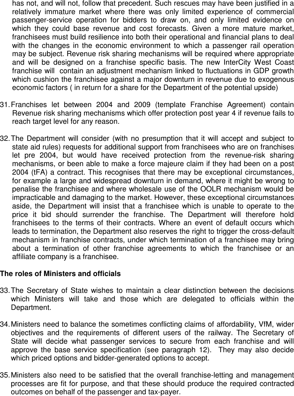 Page 7 of 9 - A Guide To The Railway Franchise Procurement Process
