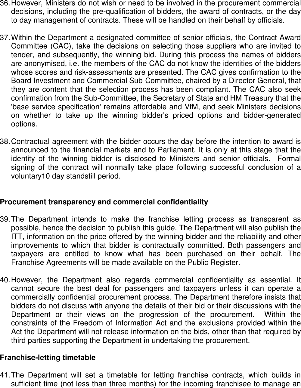 Page 8 of 9 - A Guide To The Railway Franchise Procurement Process