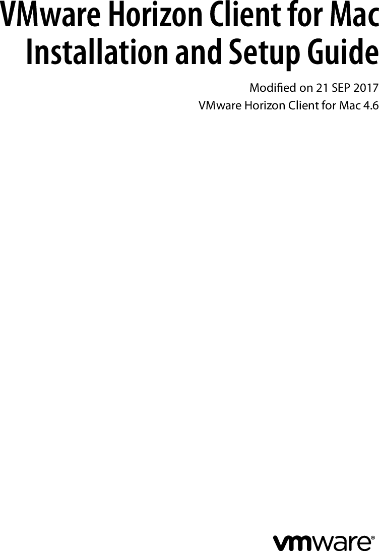 VMware Horizon Client For Mac Installation And Setup Guide 4.6 OS X Instruction Manual 46 install