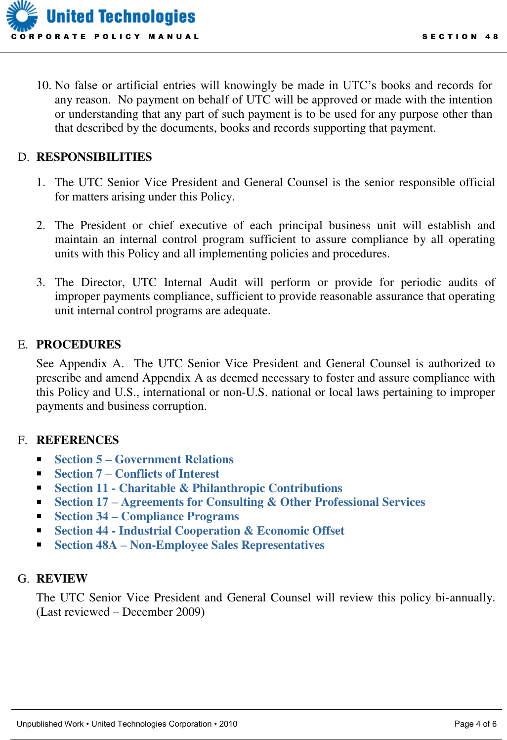 Page 4 of 6 - Corporate Policy Manual Section 48 - Business Practices Organization Improper Payments English