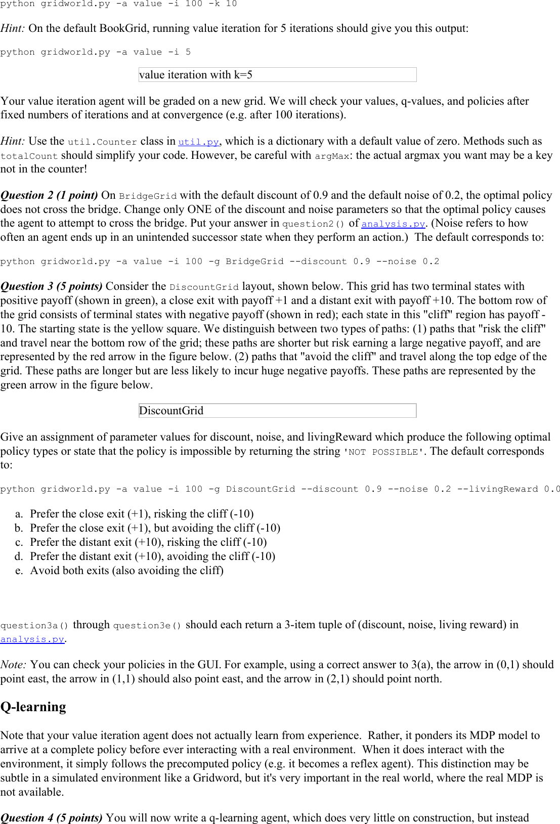 Page 4 of 7 - Project 3: Reinforcement Learning Instructions