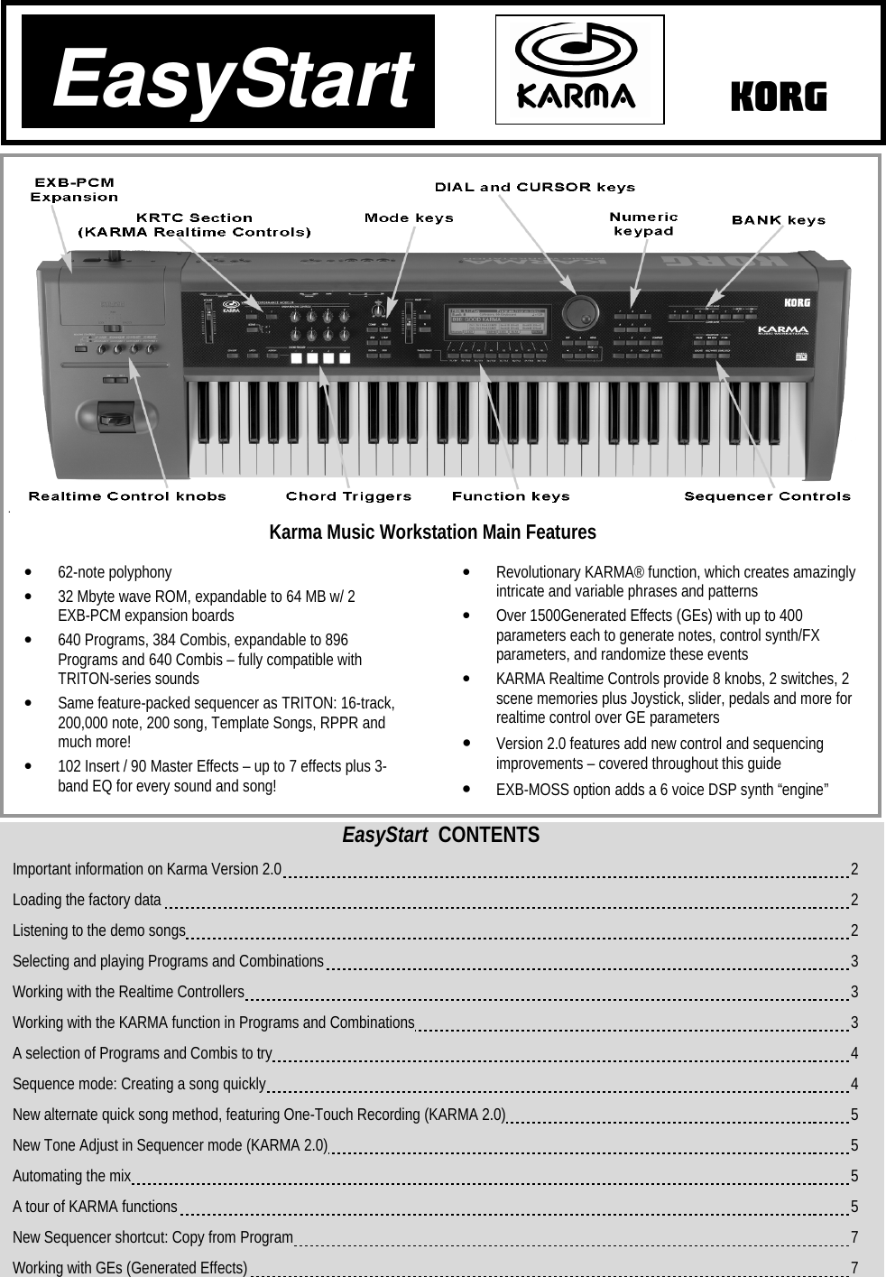 Page 1 of 7 - Karma EZStart Korg Easy Start Karmaeasystart