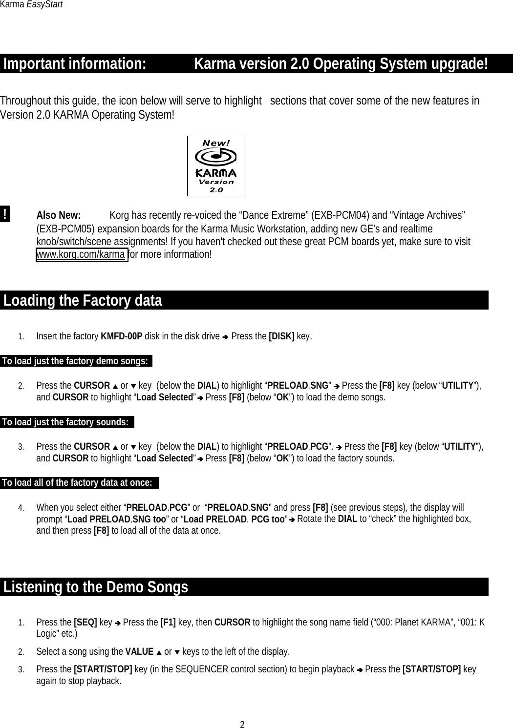 Page 2 of 7 - Karma EZStart Korg Easy Start Karmaeasystart
