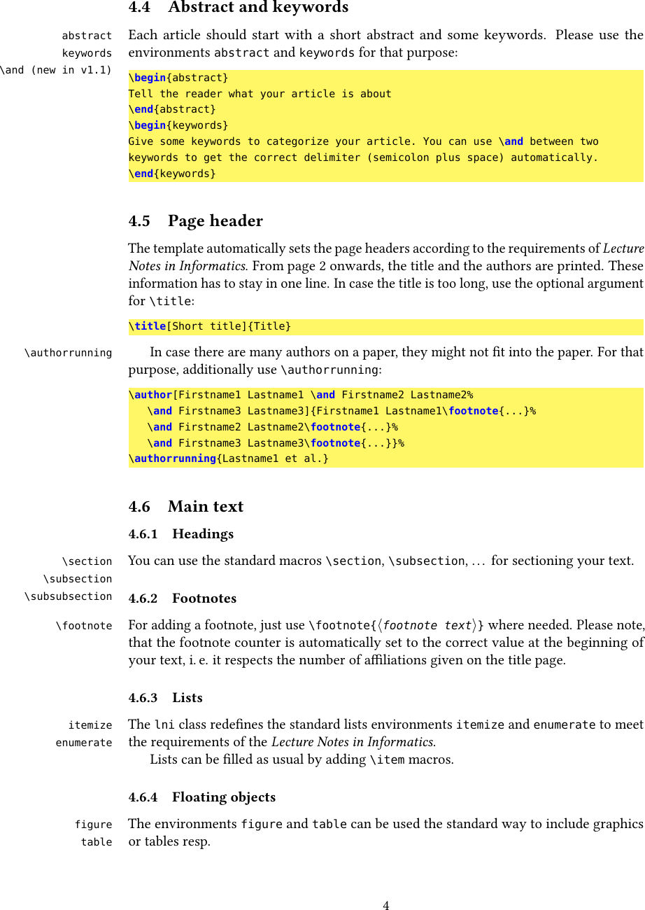 Page 4 of 7 - Lni: Official LaTeX Class For Submissions To The ``Lecture Notes In Informatics'', Published By ``Gesellschaft Für Informati Lni-instructions