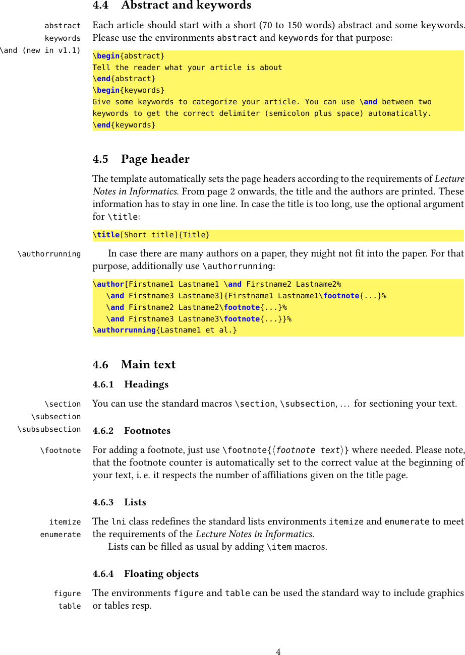 Page 4 of 7 - Lni: Official LaTeX Class For Submissions To The ``Lecture Notes In Informatics'', Published By ``Gesellschaft Für Informati Lni-instructions