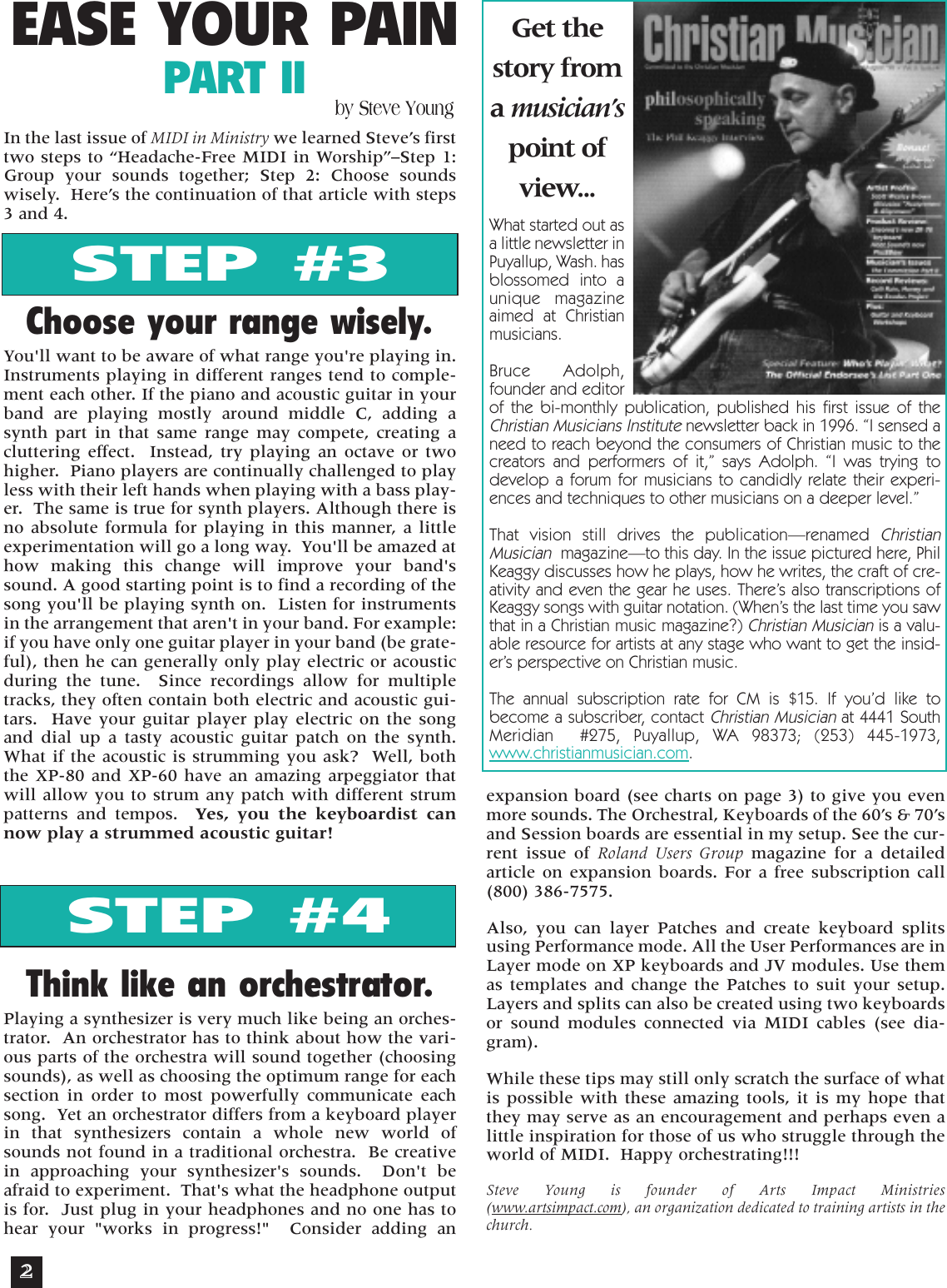 Page 2 of 4 - Worship Connec. 10/98-- Roland Corporation MIDI In Ministry Newsletters Vol. 2, No. 3 Mim V02 03