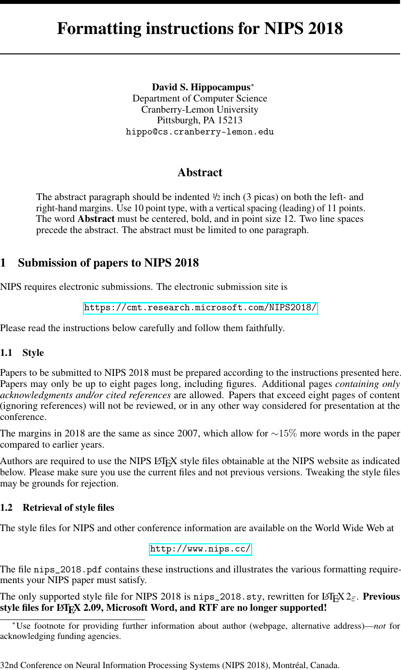 Page 1 of 5 - Nips 2018 Formatting Guide