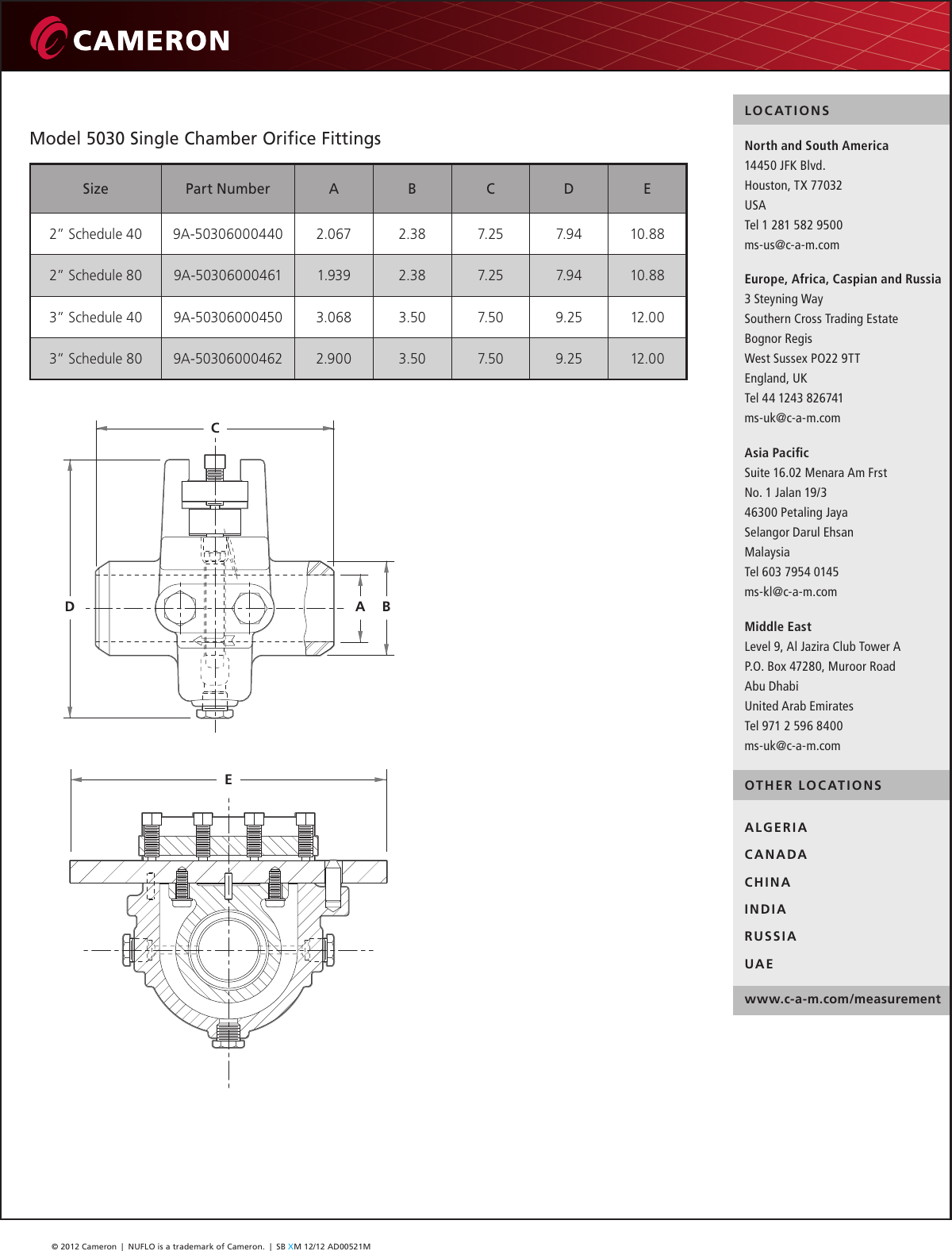 Page 2 of 2 - NUFLO  5030 Single Chamber Orifice Fitting Data Sheet Nuflo--5030-data-sheet