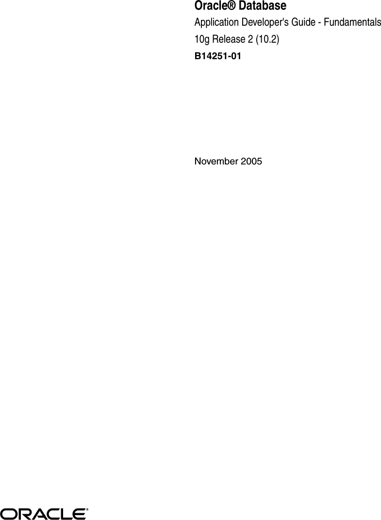Oracle Database Application Developer's Guide Fundamentals ...