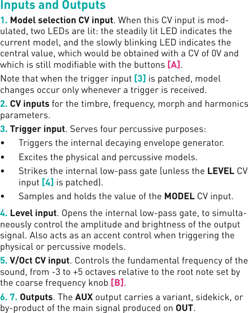 Page 5 of 12 - 171216 Plaits Manual Booklet Mutable Instruments Quick Start Quickstart