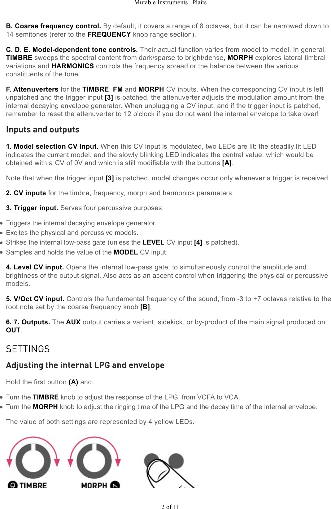 Page 2 of 11 - Mutable Instruments | Plaits User Manual