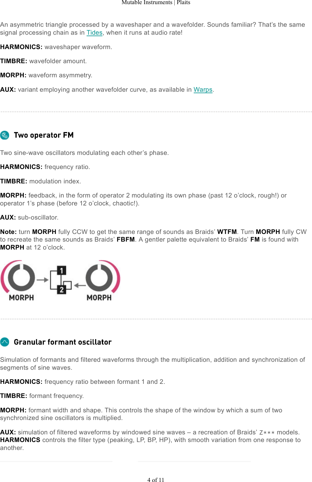Page 4 of 11 - Mutable Instruments | Plaits User Manual