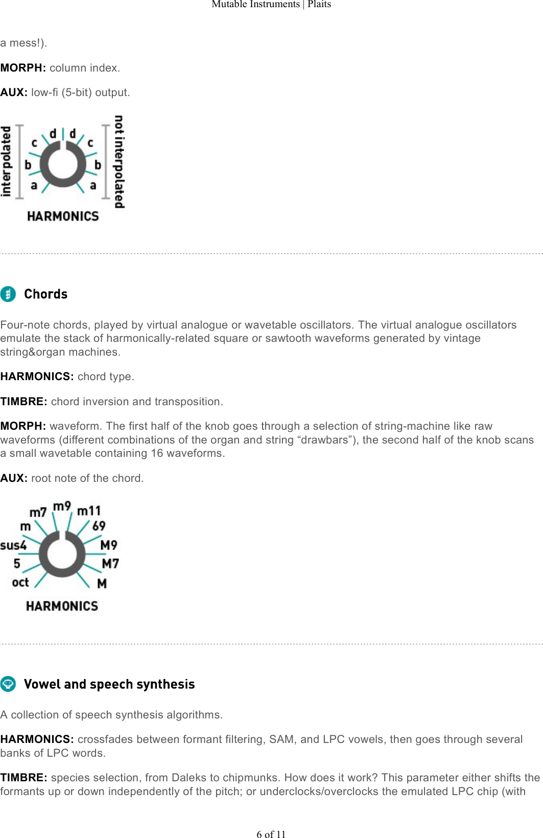 Page 6 of 11 - Mutable Instruments | Plaits User Manual