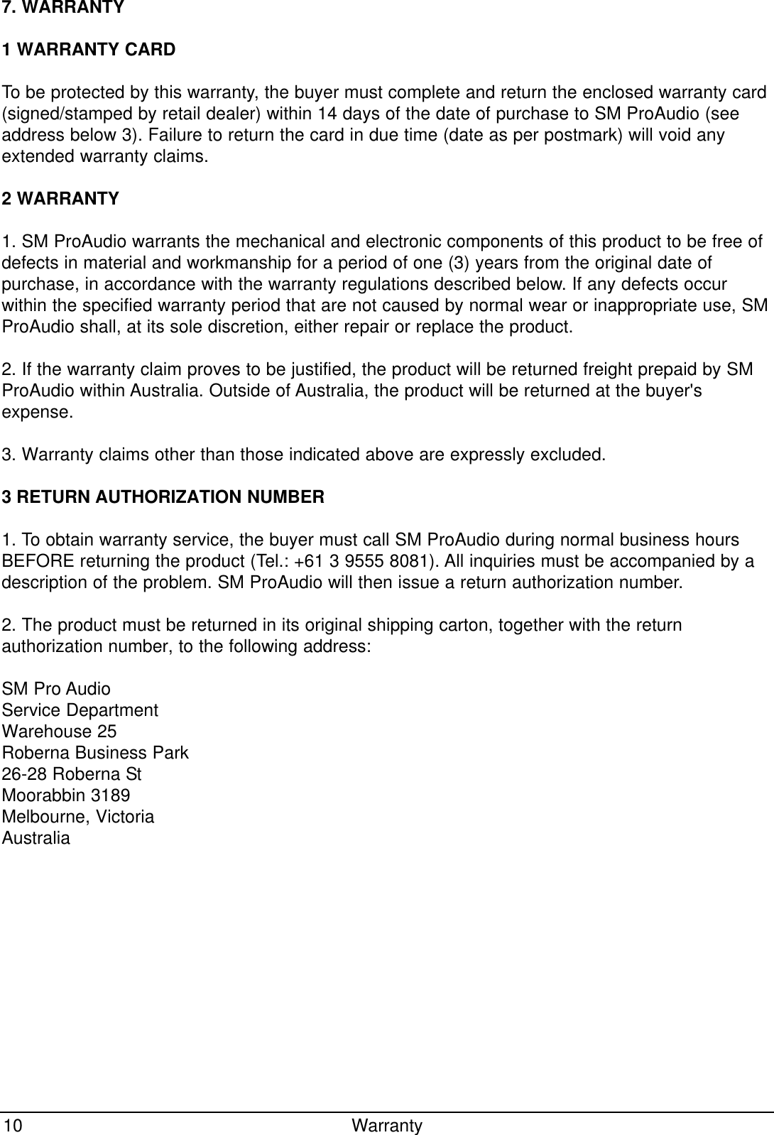 Page 10 of 12 - PR8_mk2_man SM Pro Audio PR8MK2 Operating Manual (English) Pr8mkii
