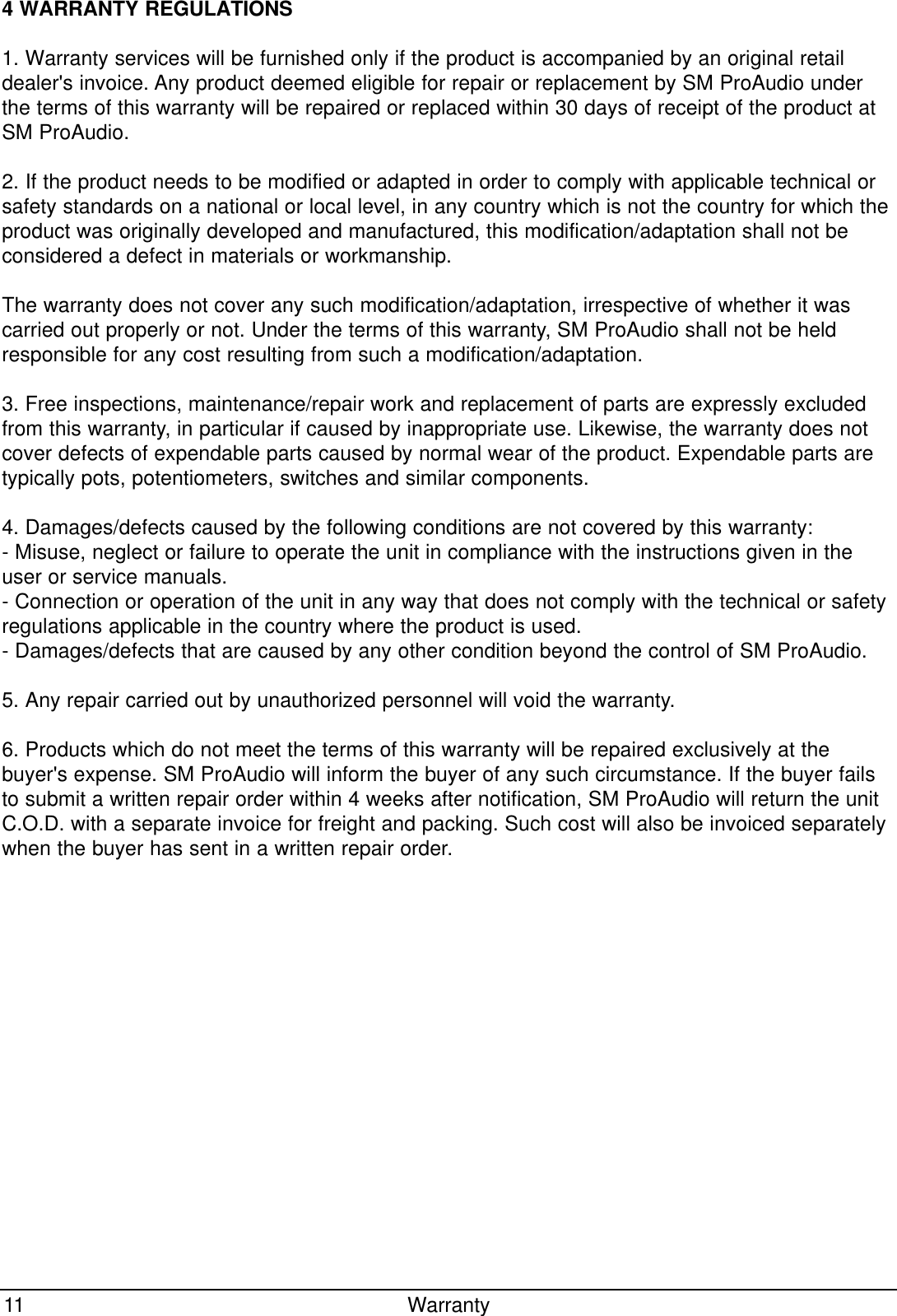 Page 11 of 12 - PR8_mk2_man SM Pro Audio PR8MK2 Operating Manual (English) Pr8mkii
