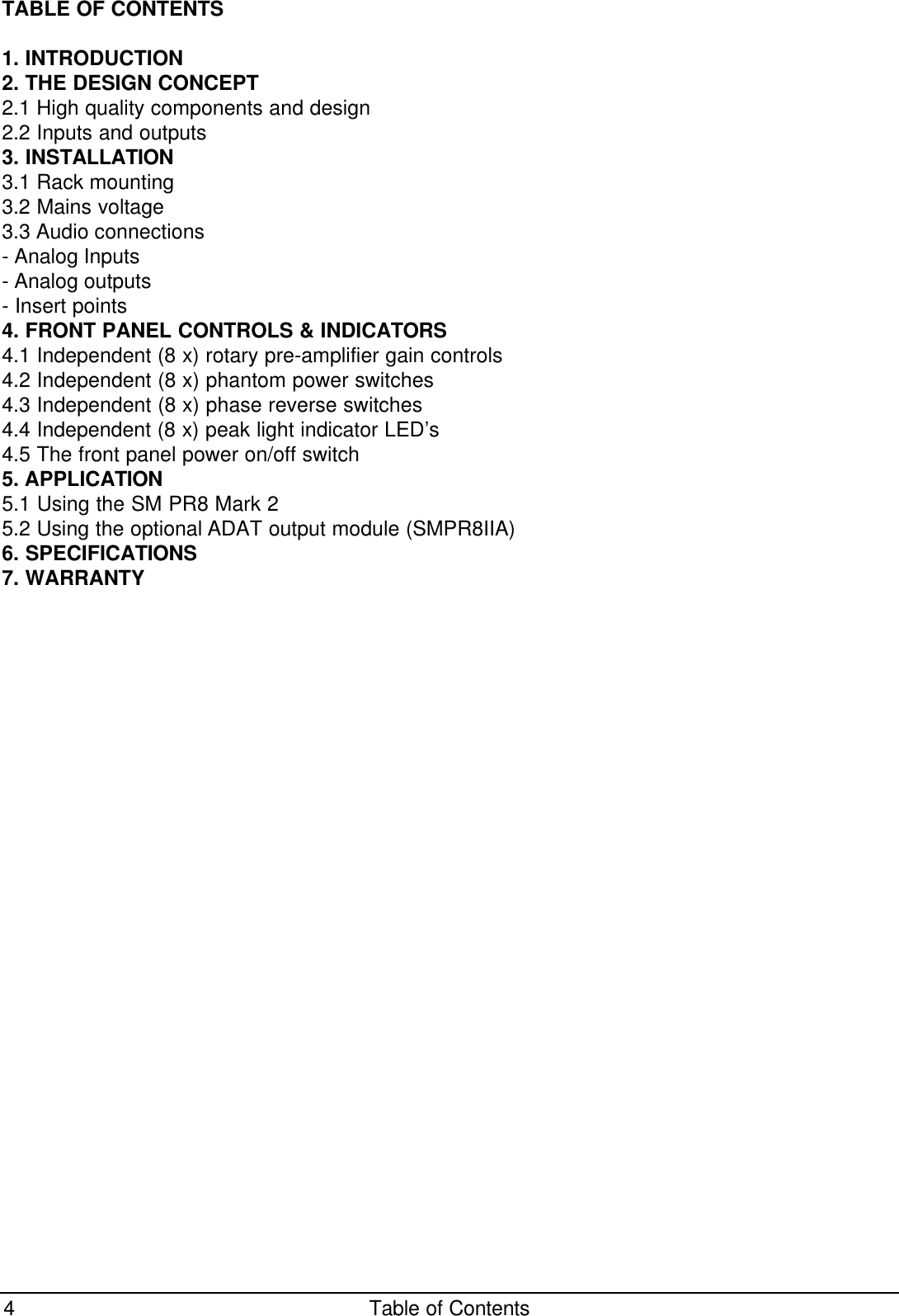 Page 4 of 12 - PR8_mk2_man SM Pro Audio PR8MK2 Operating Manual (English) Pr8mkii